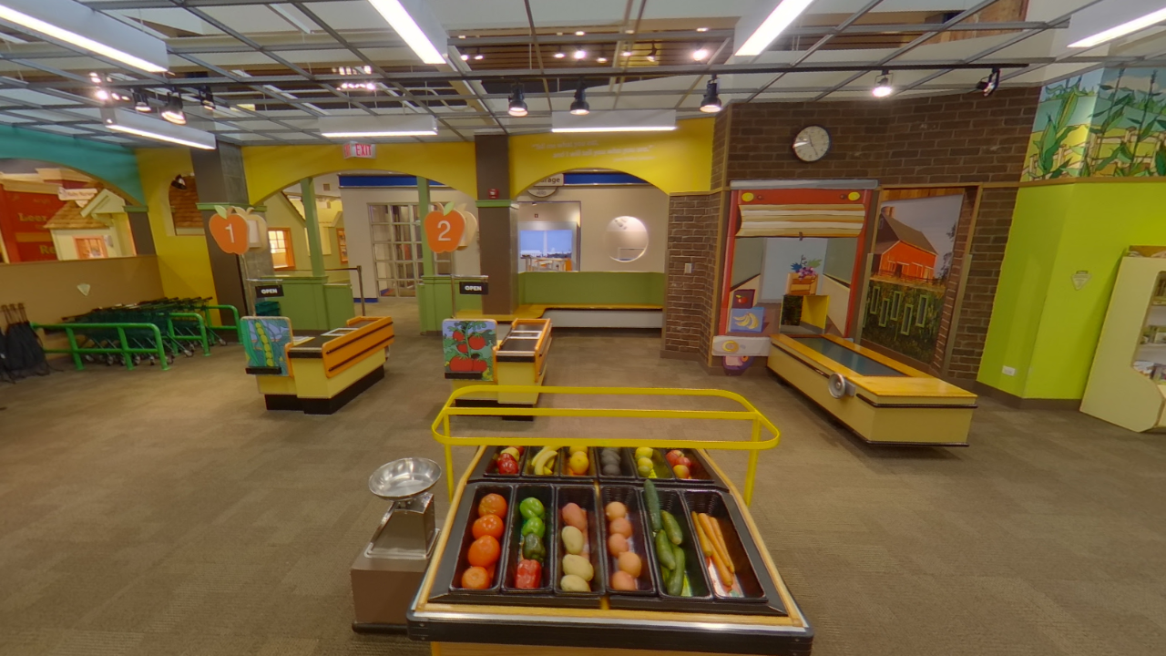 Inside view of a super market set up at Kohl’s Children Museum Glenview, IL