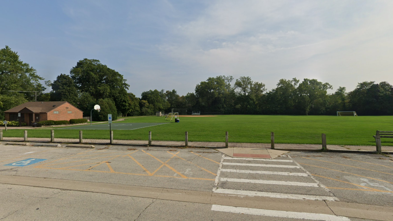 Soccer field and basketball court at Lincoln Park Highland Park IL